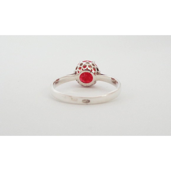 Natural Red Rhodonite Ring, Faceted Rhodonite 925 Sterling Silver Size 7.5 - Picture 4 of 7